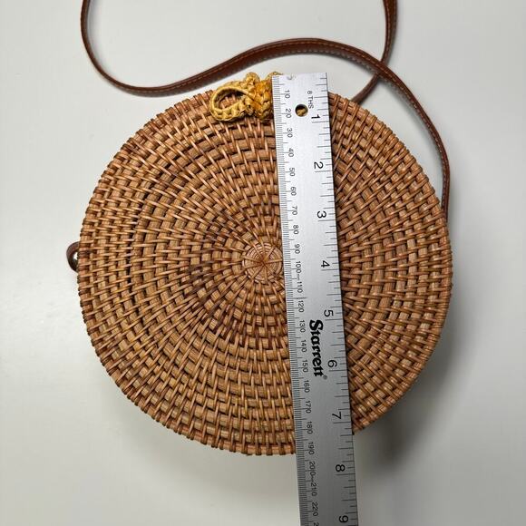 Rattan Round Canteen Crossbody Boho Handbag Purse‎ - Picture 6 of 6